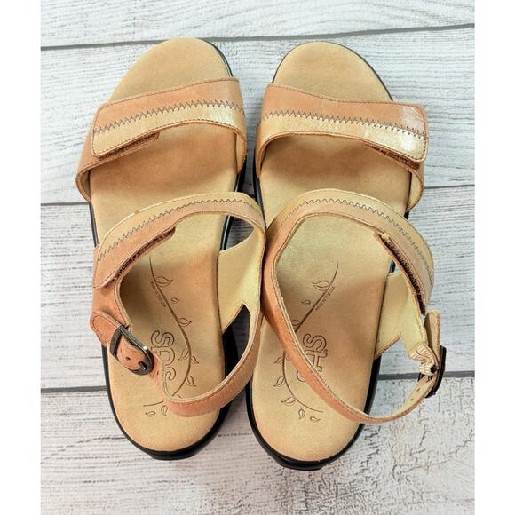 SAS Women’s Nudu Dawn Heel Strap Sandals Gold Tan Leather Adjustable Size 8M - Picture 6 of 9